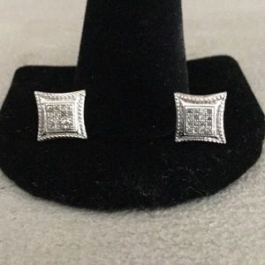 Large 925 sterling / diamond earrings